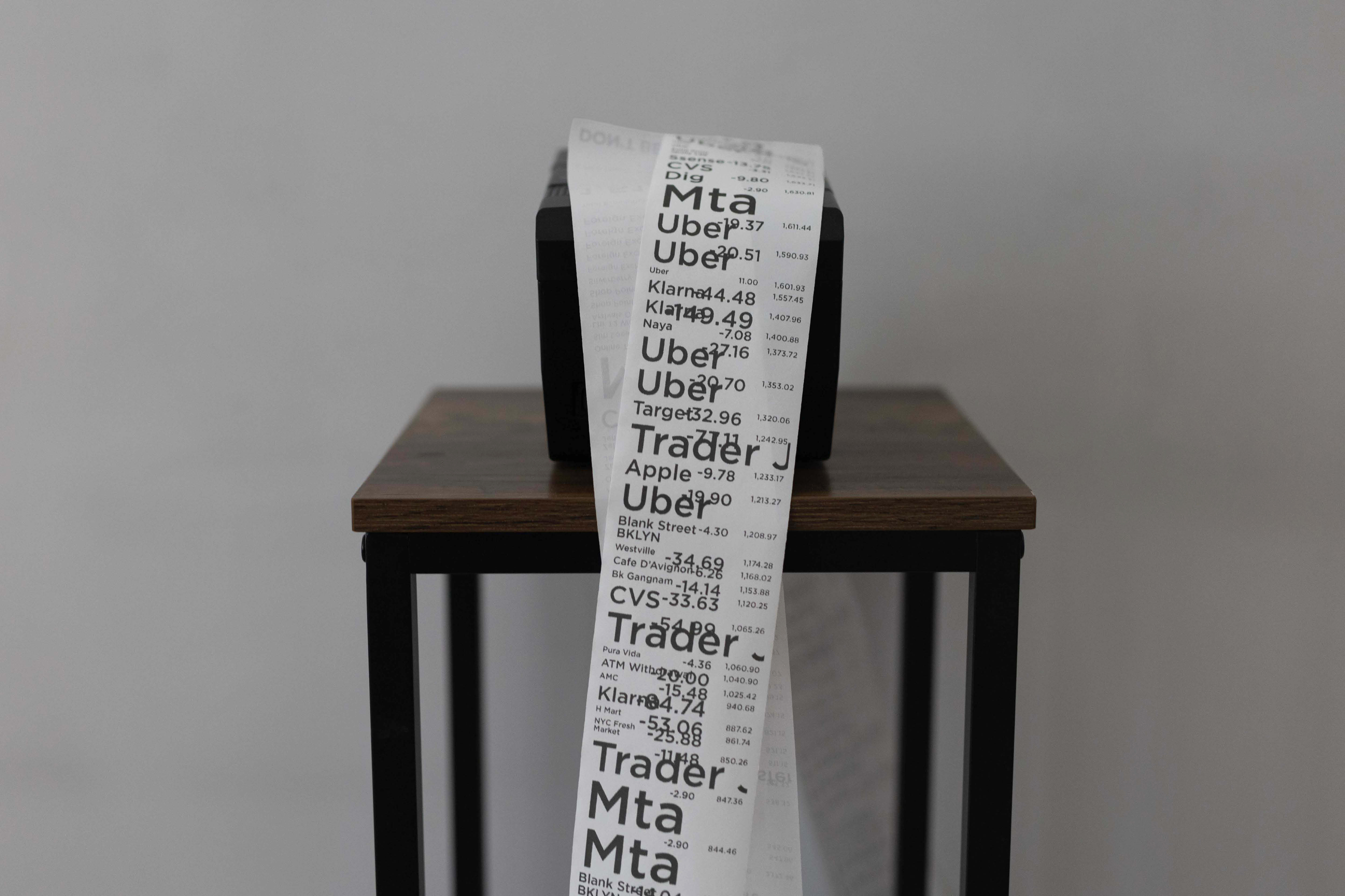 Receipt printer installation front view